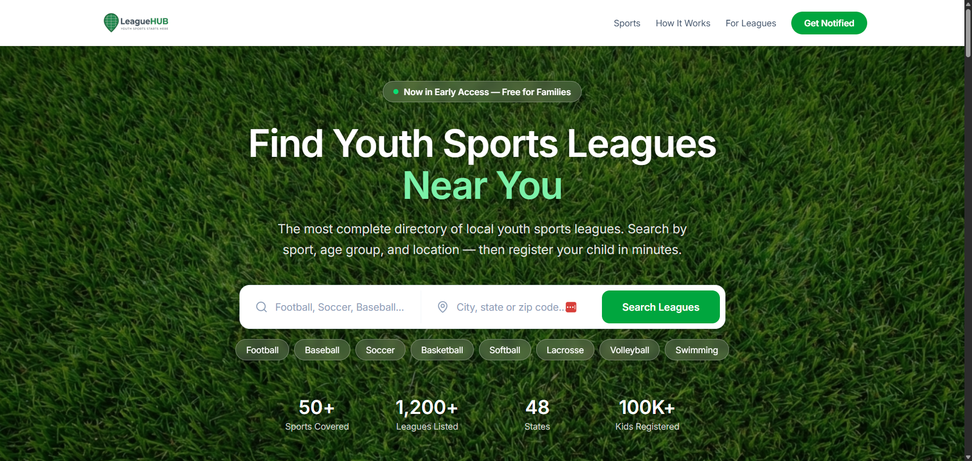 LeagueHUB website hero