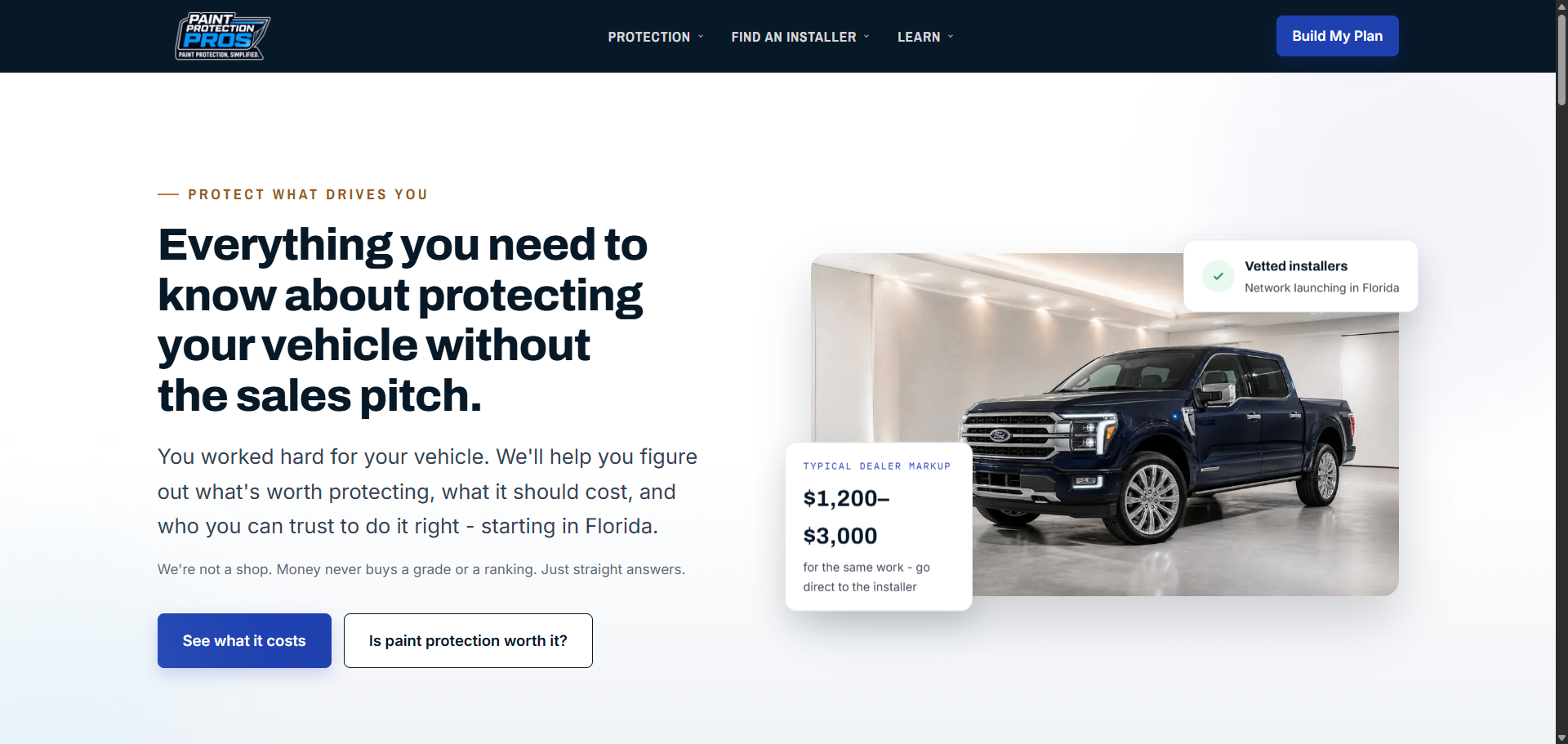 Paint Protection Pros website hero